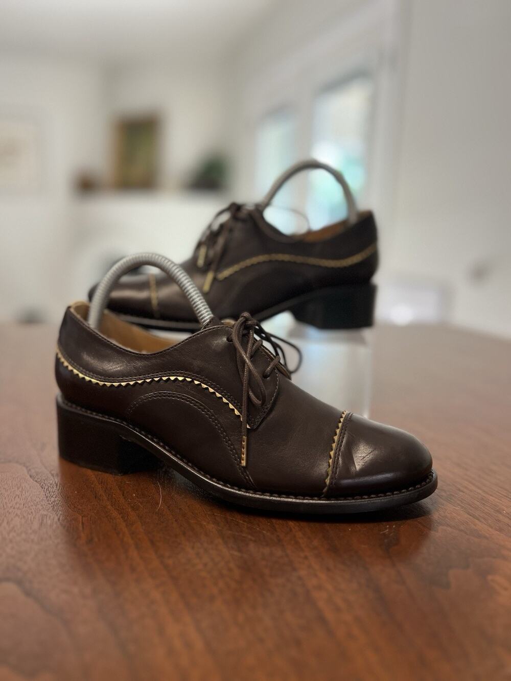 The Office of Angela Scott "Ms. Neale" brown leather derby shoes Women’s Size 5